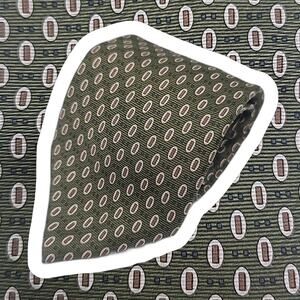 Jos A Bank NWT Tie Mens Dark Green Geometric Foulard All Silk 61" Italy